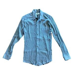 Merona Gray Crinkled Minimalist Button Front Shirt Womens Medium